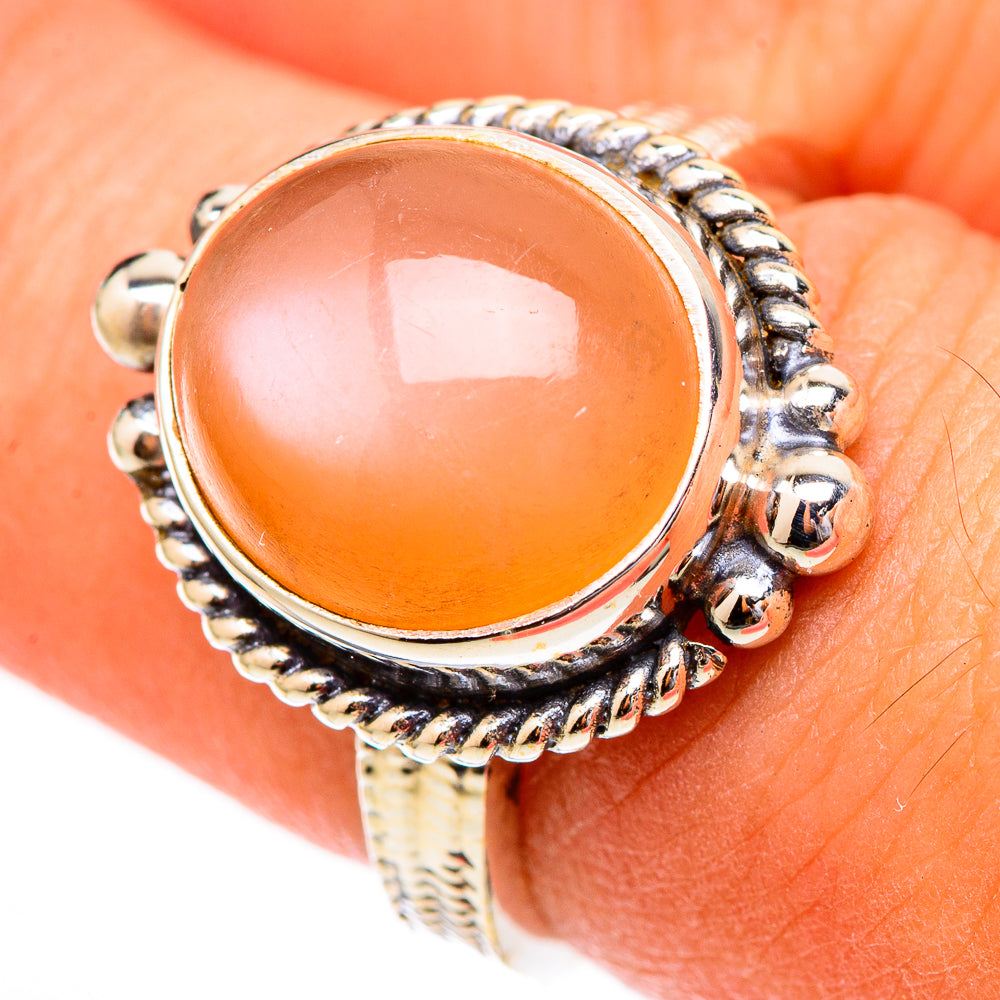Peach Moonstone Rings handcrafted by Ana Silver Co - RING116514