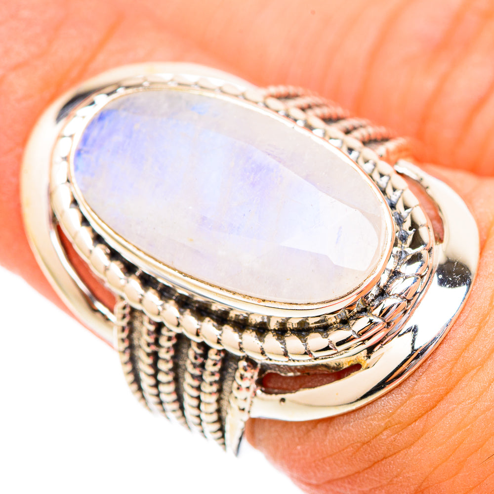 Rainbow Moonstone Rings handcrafted by Ana Silver Co - RING116530