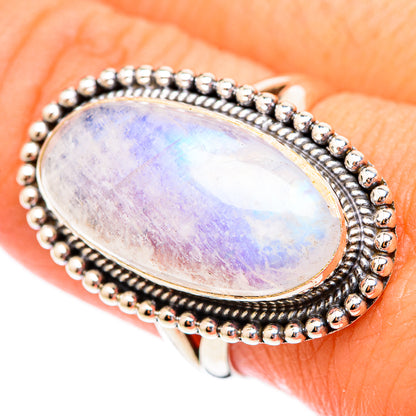 Rainbow Moonstone Rings handcrafted by Ana Silver Co - RING116531