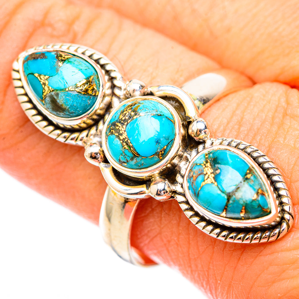 Blue Copper Composite Turquoise Rings handcrafted by Ana Silver Co - RING116540