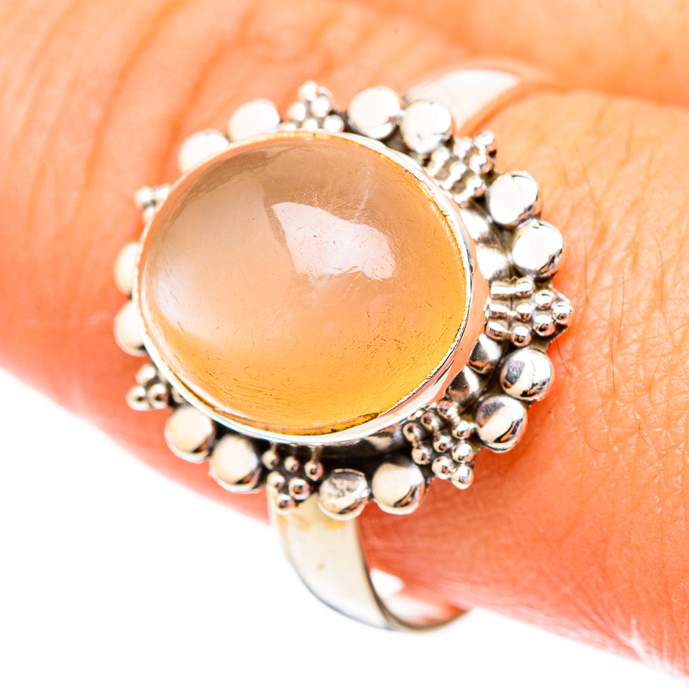 Peach Moonstone Rings handcrafted by Ana Silver Co - RING116549