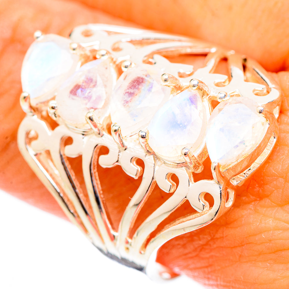 Rainbow Moonstone Rings handcrafted by Ana Silver Co - RING116564
