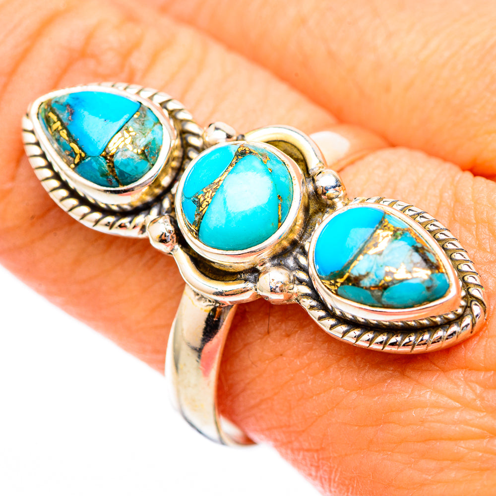 Blue Copper Composite Turquoise Rings handcrafted by Ana Silver Co - RING116575