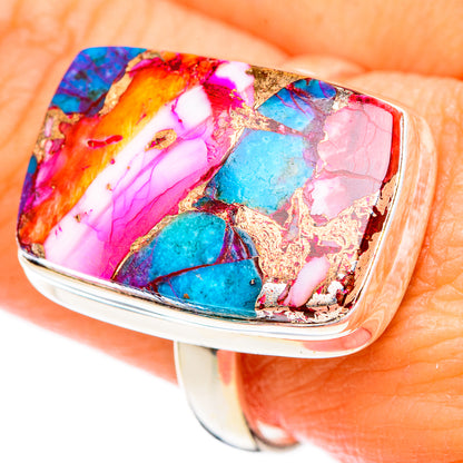 Kingman Pink Dahlia Turquoise Rings handcrafted by Ana Silver Co - RING116599