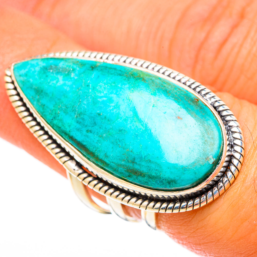 Peruvian Chrysocolla Rings handcrafted by Ana Silver Co - RING116614