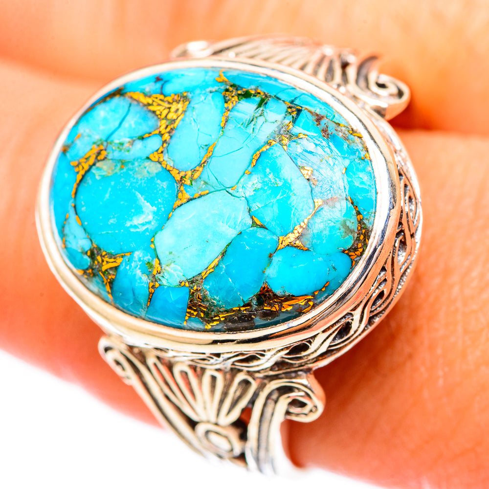 Blue Copper Composite Turquoise Rings handcrafted by Ana Silver Co - RING116615