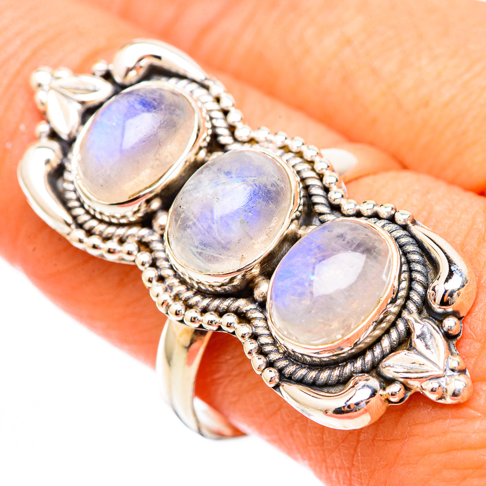 Rainbow Moonstone Rings handcrafted by Ana Silver Co - RING116632