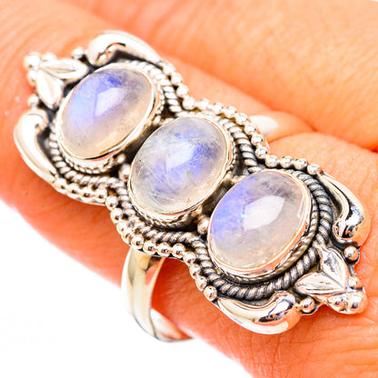 Rainbow Moonstone Rings handcrafted by Ana Silver Co - RING116632