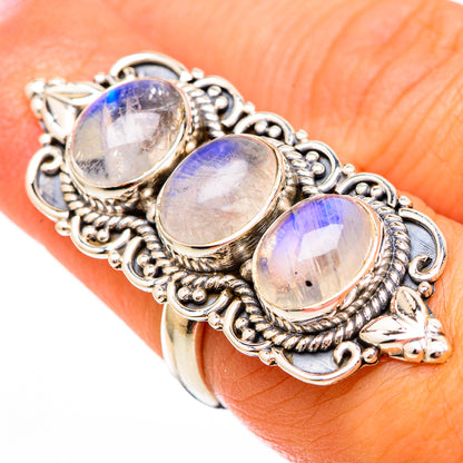 Rainbow Moonstone Rings handcrafted by Ana Silver Co - RING116633