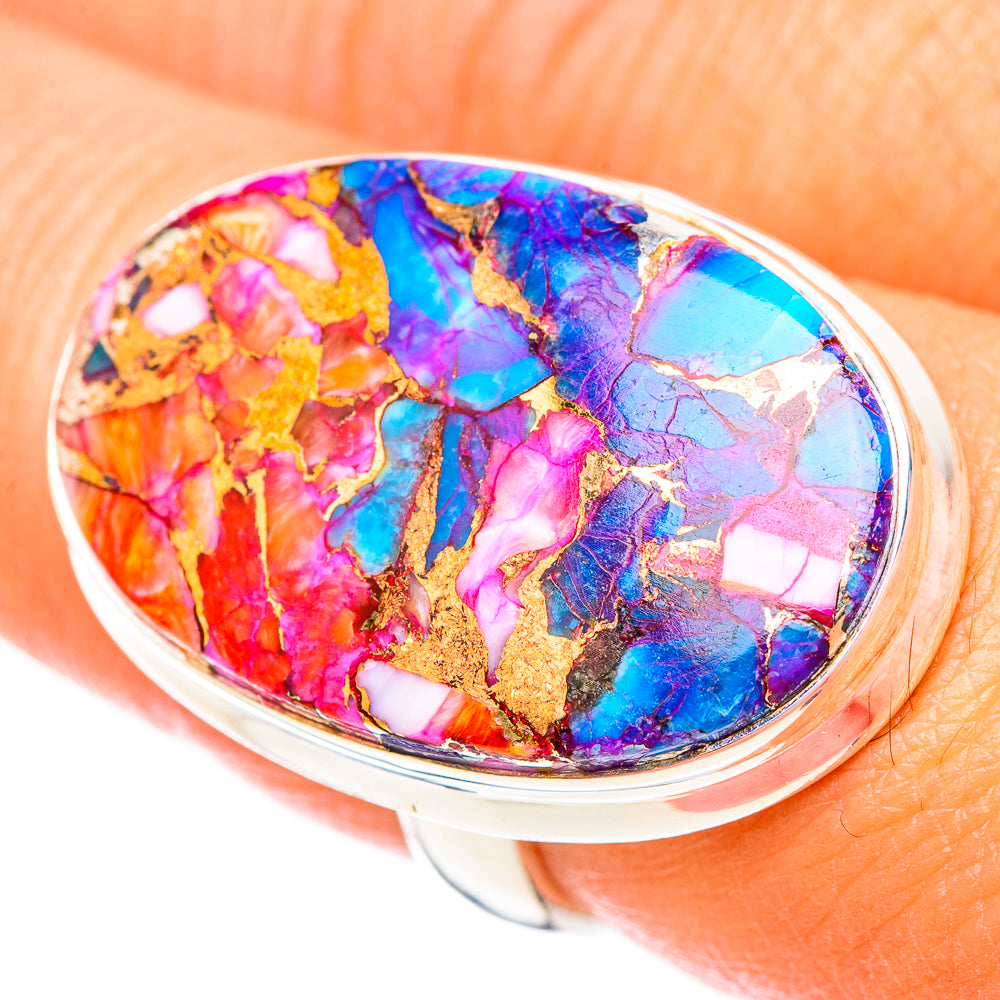 Kingman Pink Dahlia Turquoise Rings handcrafted by Ana Silver Co - RING116637