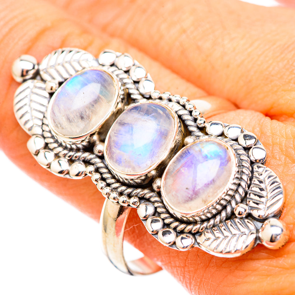 Rainbow Moonstone Rings handcrafted by Ana Silver Co - RING116666