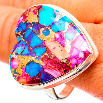 Kingman Pink Dahlia Turquoise Rings handcrafted by Ana Silver Co - RING116669