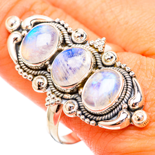 Rainbow Moonstone Rings handcrafted by Ana Silver Co - RING116700