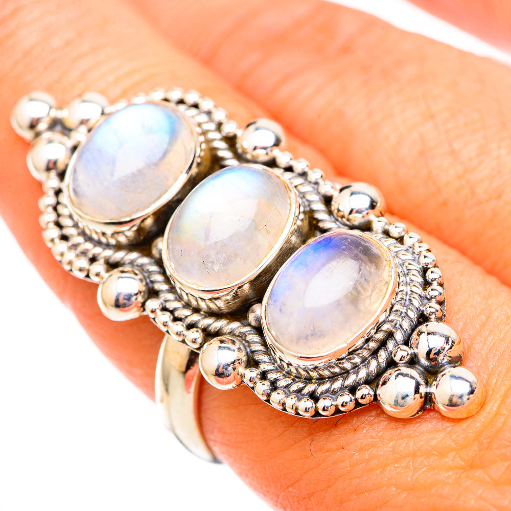 Rainbow Moonstone Rings handcrafted by Ana Silver Co - RING116701
