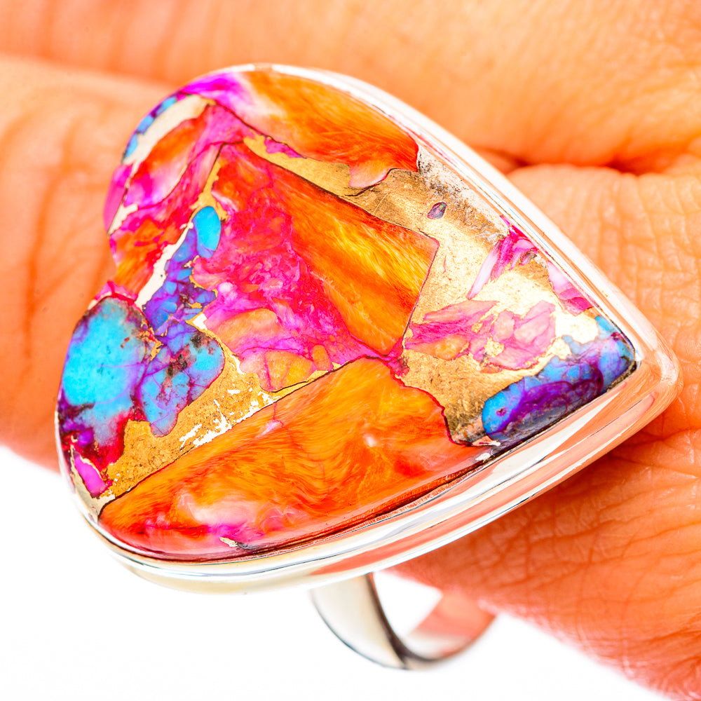 Kingman Pink Dahlia Turquoise Rings handcrafted by Ana Silver Co - RING116704