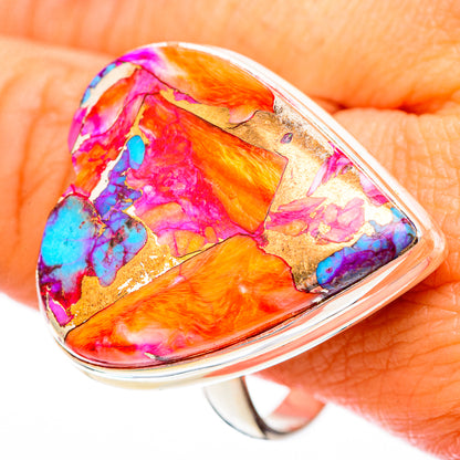 Kingman Pink Dahlia Turquoise Rings handcrafted by Ana Silver Co - RING116704
