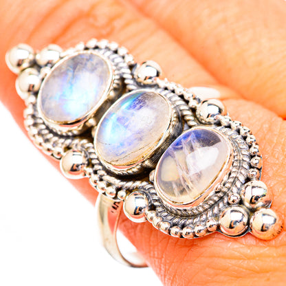Rainbow Moonstone Rings handcrafted by Ana Silver Co - RING116728
