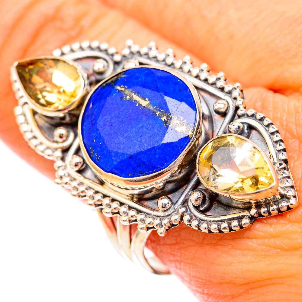 Lapis Lazuli, Citrine Rings handcrafted by Ana Silver Co - RING116744