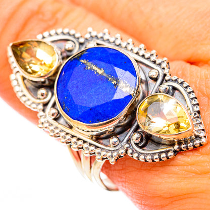 Lapis Lazuli, Citrine Rings handcrafted by Ana Silver Co - RING116744