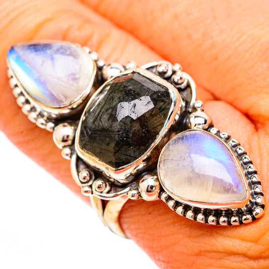 Tourmalinated Quartz, Rainbow Moonstone Rings handcrafted by Ana Silver Co - RING116755