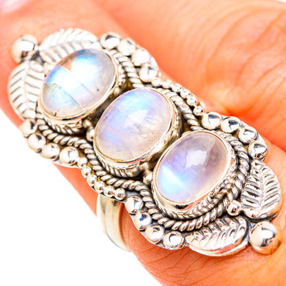 Rainbow Moonstone Rings handcrafted by Ana Silver Co - RING116757