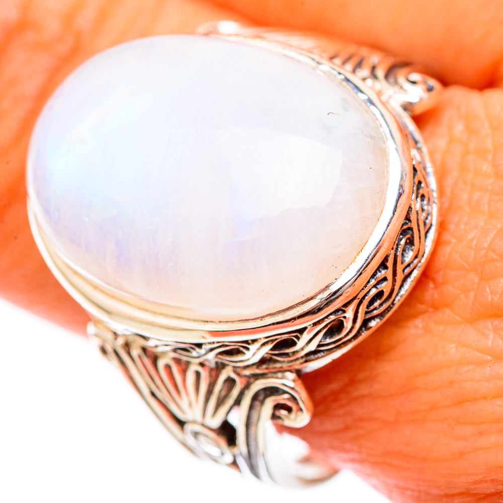 Rainbow Moonstone Rings handcrafted by Ana Silver Co - RING116758