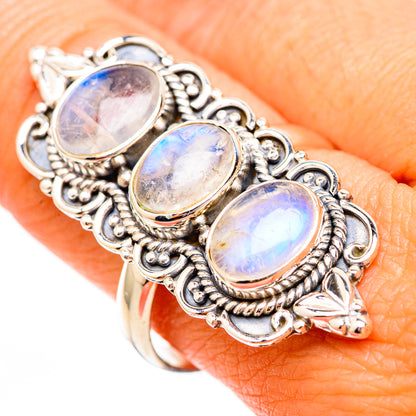Rainbow Moonstone Rings handcrafted by Ana Silver Co - RING116785
