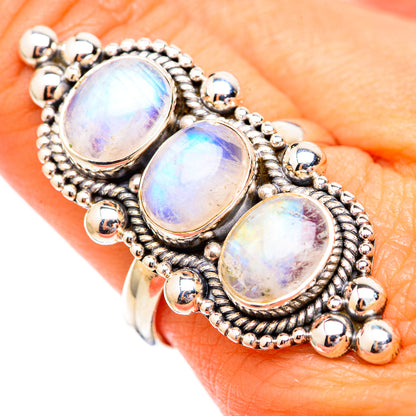 Rainbow Moonstone Rings handcrafted by Ana Silver Co - RING116786