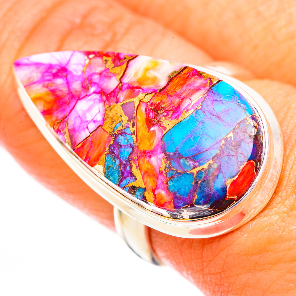 Kingman Pink Dahlia Turquoise Rings handcrafted by Ana Silver Co - RING116788
