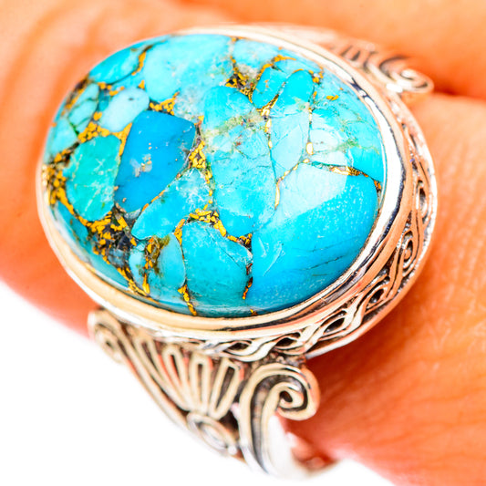 Blue Copper Composite Turquoise Rings handcrafted by Ana Silver Co - RING116797