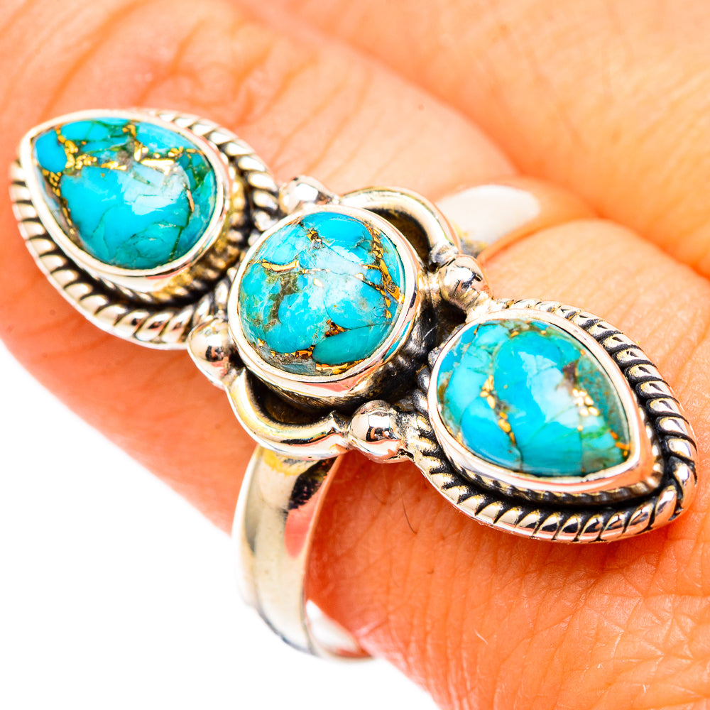 Blue Copper Composite Turquoise Rings handcrafted by Ana Silver Co - RING116807