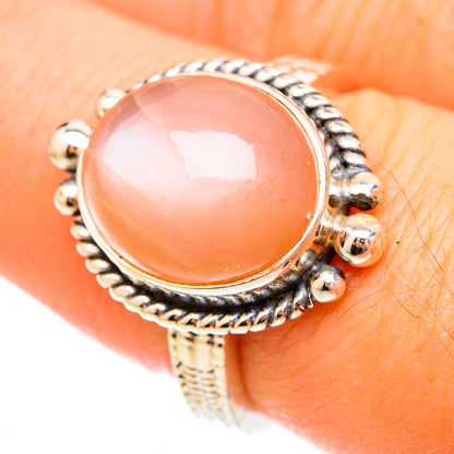 Peach Moonstone Rings handcrafted by Ana Silver Co - RING116815