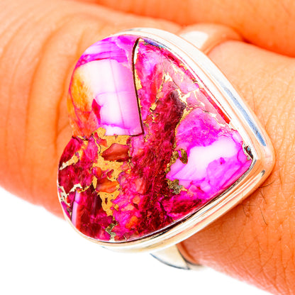 Kingman Pink Dahlia Turquoise Rings handcrafted by Ana Silver Co - RING116816