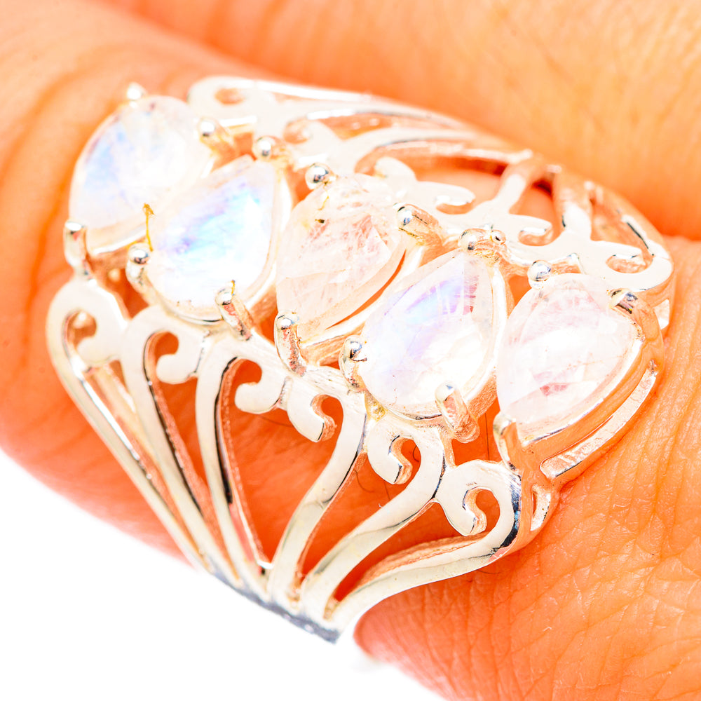 Rainbow Moonstone Rings handcrafted by Ana Silver Co - RING116831