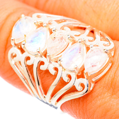 Rainbow Moonstone Rings handcrafted by Ana Silver Co - RING116831