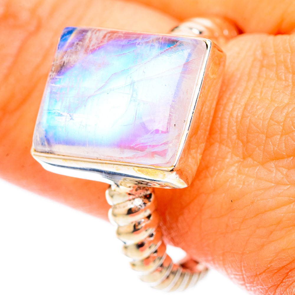 Rainbow Moonstone Rings handcrafted by Ana Silver Co - RING116865