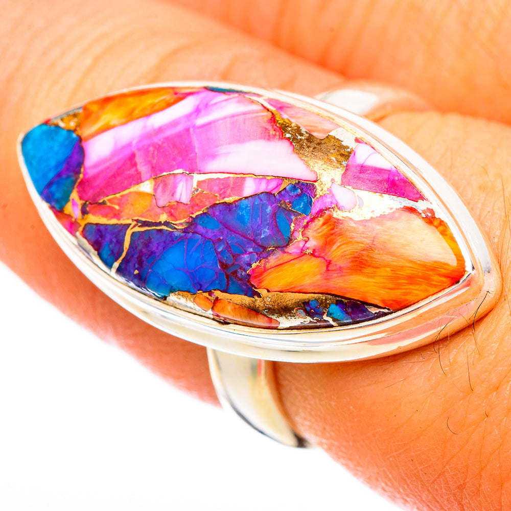 Kingman Pink Dahlia Turquoise Rings handcrafted by Ana Silver Co - RING116867