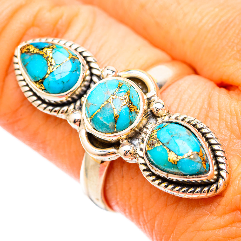 Blue Copper Composite Turquoise Rings handcrafted by Ana Silver Co - RING116875