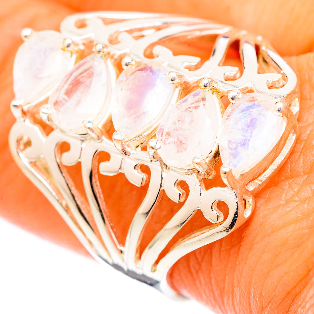 Rainbow Moonstone Rings handcrafted by Ana Silver Co - RING116898