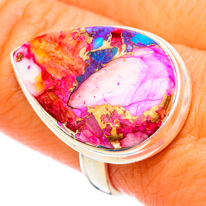 Kingman Pink Dahlia Turquoise Rings handcrafted by Ana Silver Co - RING116902