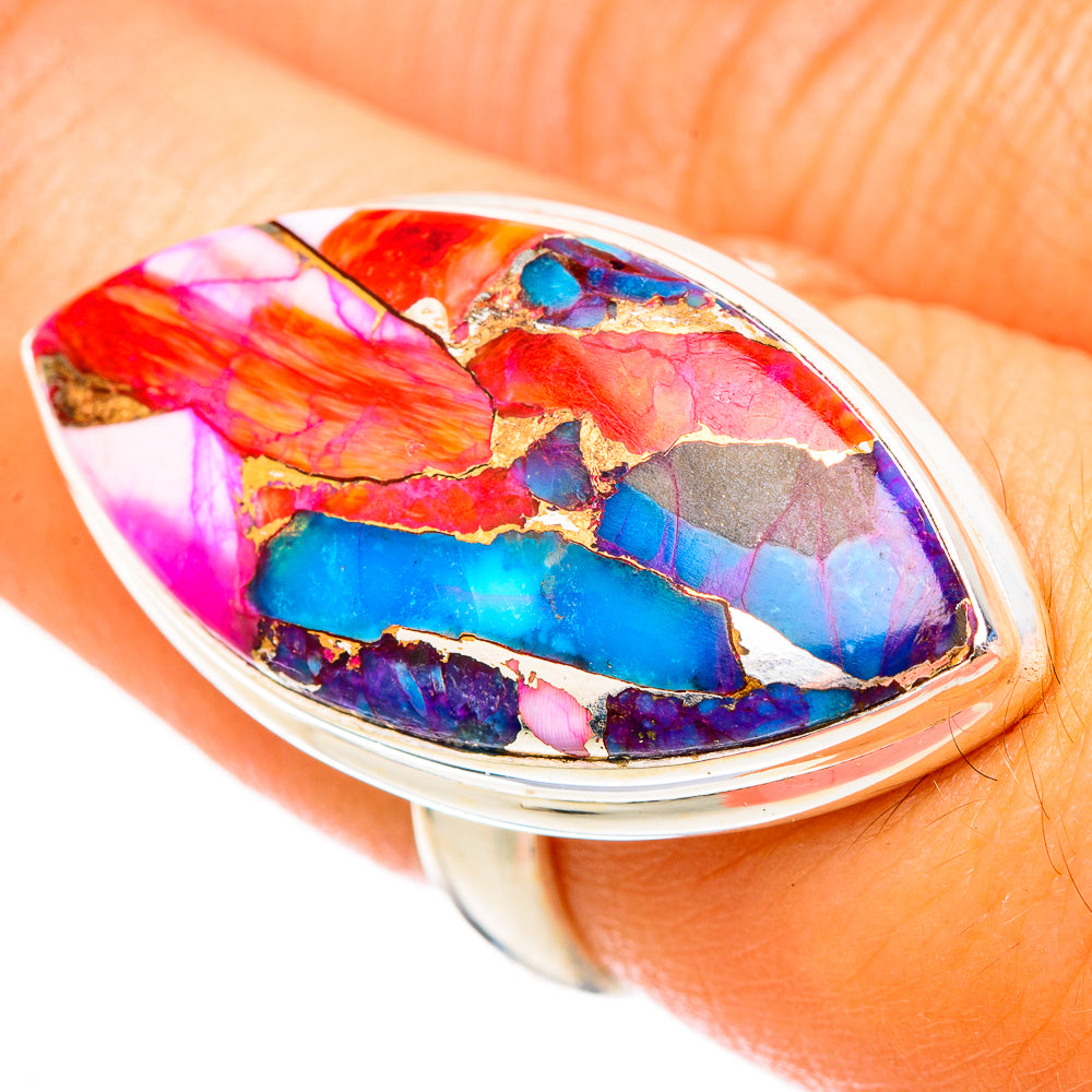 Kingman Pink Dahlia Turquoise Rings handcrafted by Ana Silver Co - RING116903