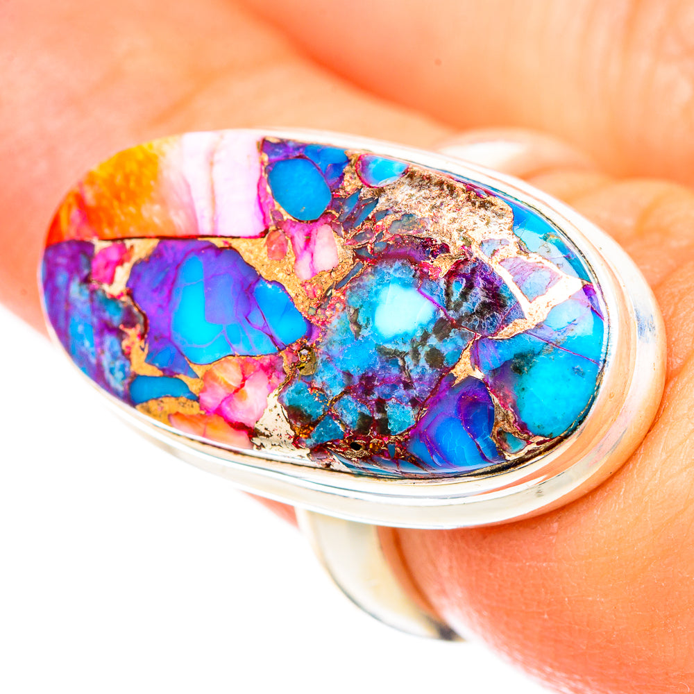 Kingman Pink Dahlia Turquoise Rings handcrafted by Ana Silver Co - RING116904