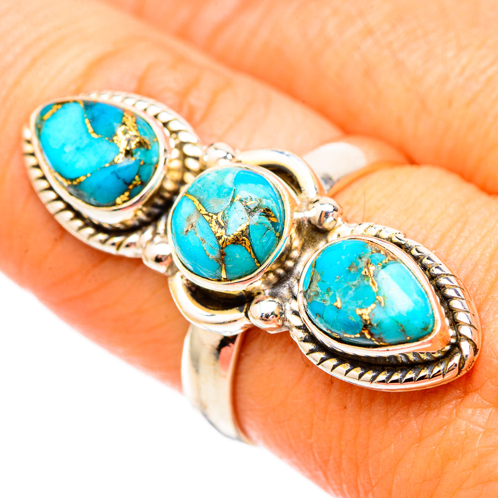 Blue Copper Composite Turquoise Rings handcrafted by Ana Silver Co - RING116908