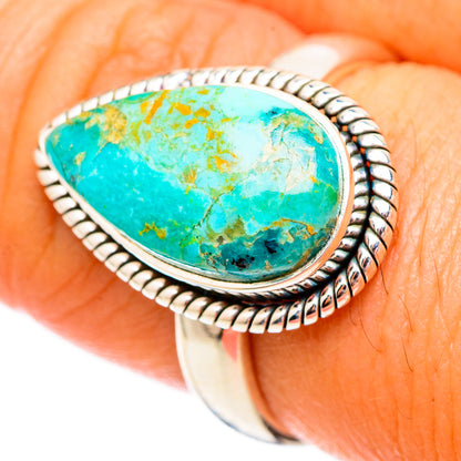 Peruvian Chrysocolla Rings handcrafted by Ana Silver Co - RING116911