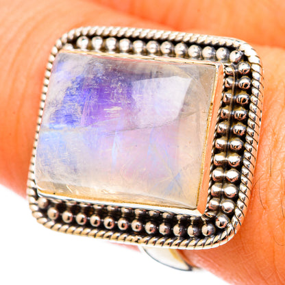 Rainbow Moonstone Rings handcrafted by Ana Silver Co - RING116933