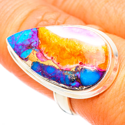 Kingman Pink Dahlia Turquoise Rings handcrafted by Ana Silver Co - RING116935