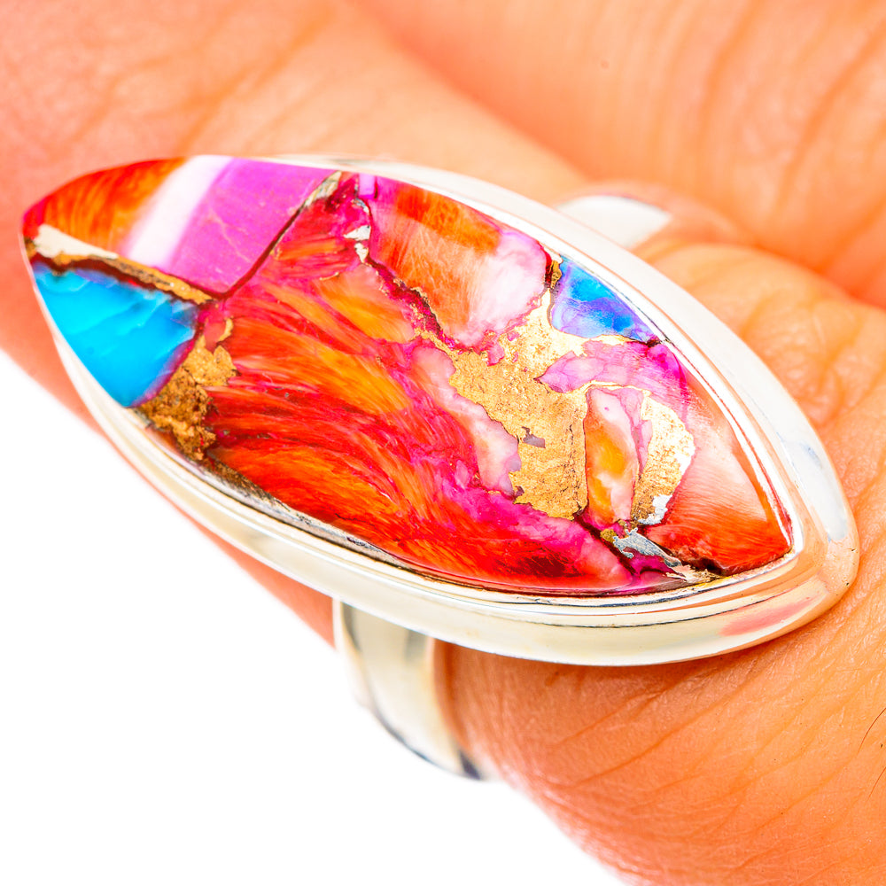 Kingman Pink Dahlia Turquoise Rings handcrafted by Ana Silver Co - RING116936