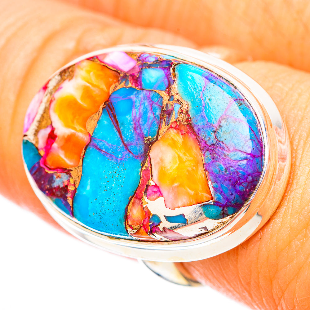 Kingman Pink Dahlia Turquoise Rings handcrafted by Ana Silver Co - RING116938
