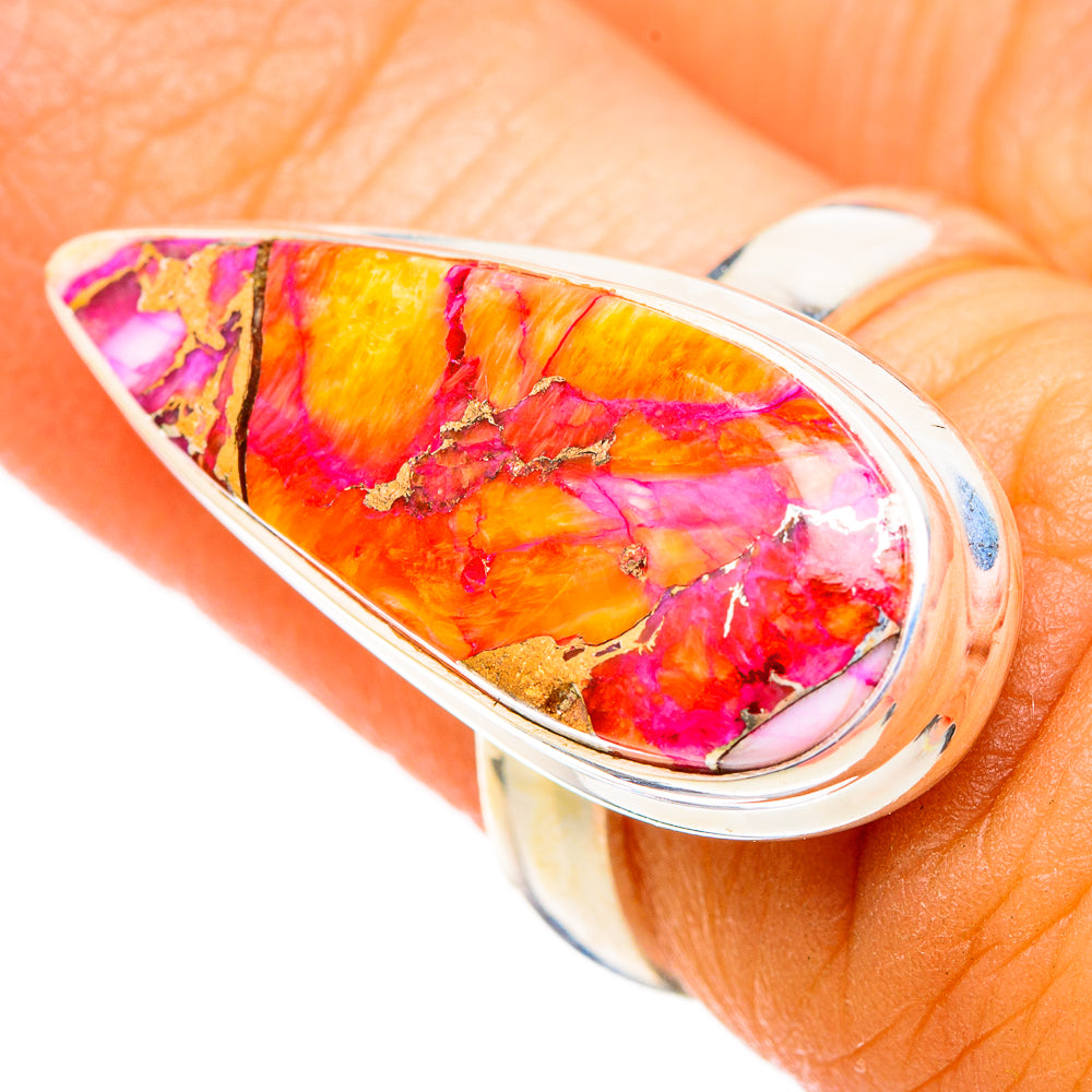 Kingman Pink Dahlia Turquoise Rings handcrafted by Ana Silver Co - RING116939