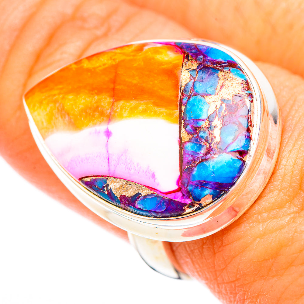 Kingman Pink Dahlia Turquoise Rings handcrafted by Ana Silver Co - RING116970